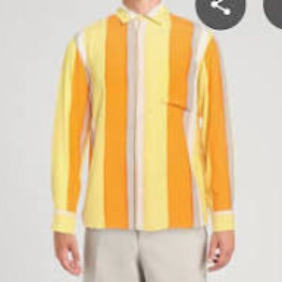 Sandro Yellow and Orange Striped Men's Shirt NWT SZ.XXL - Picture 2 of 6